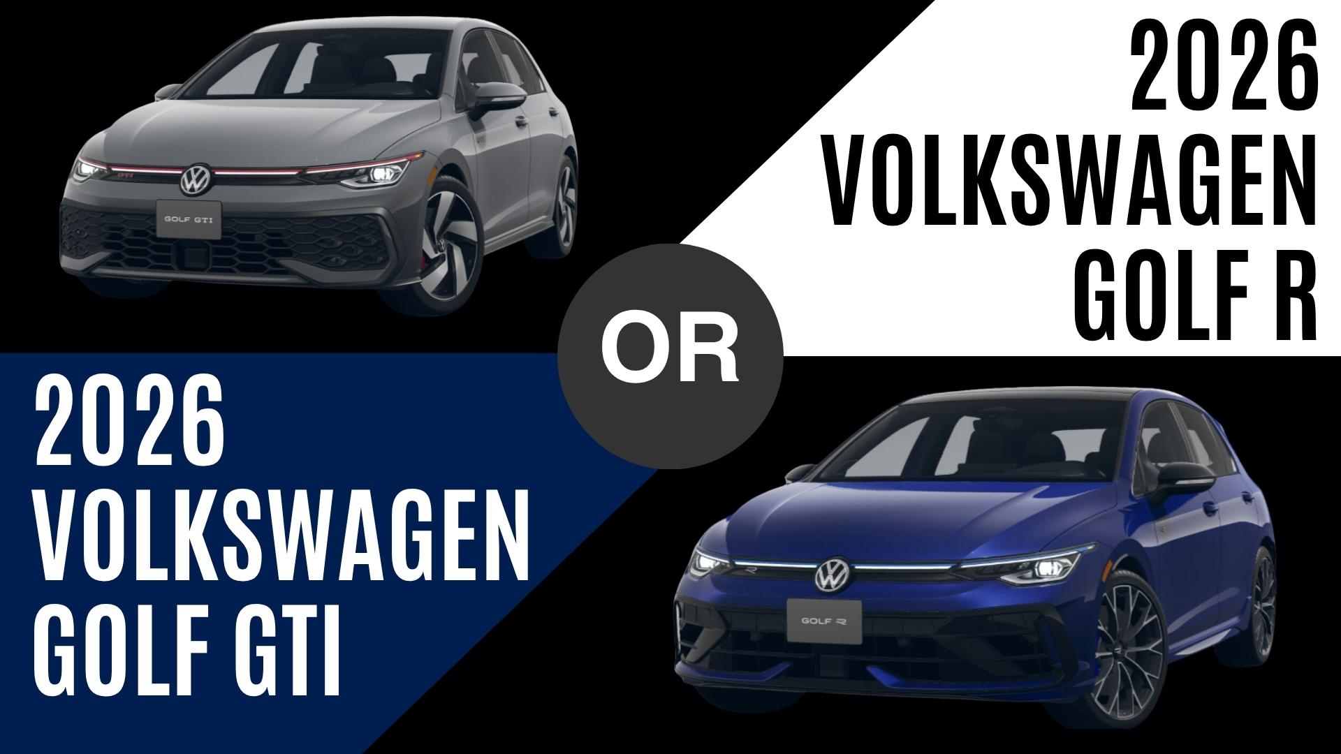 Comparison of 2026 Volkswagen Golf GTI and Golf R performance hatchbacks for drivers in Fayetteville, Arkansas