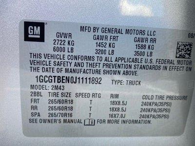 2018 Chevrolet Colorado Work Truck