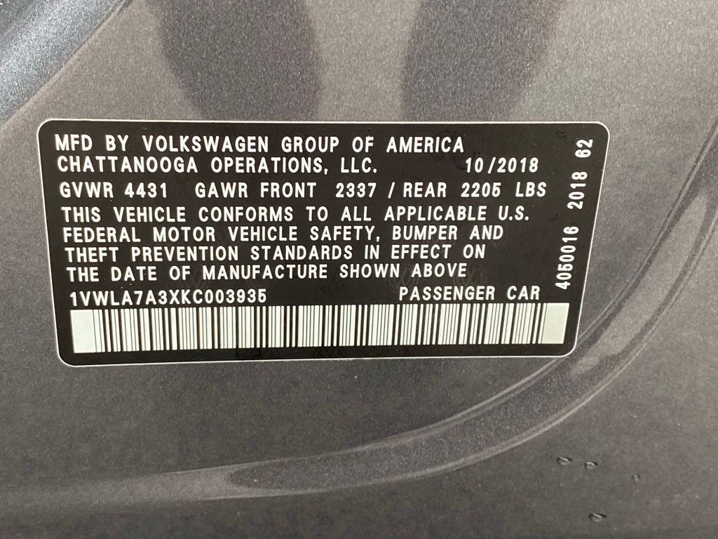 2019 Volkswagen Passat 2.0T Wolfsburg