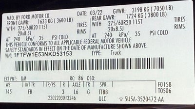 2022 Ford F-150 XLT Black Widow Package