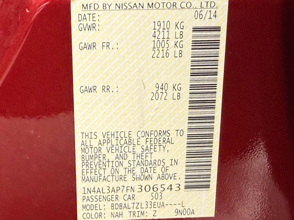 2015 Nissan Altima 2.5 SL WTP