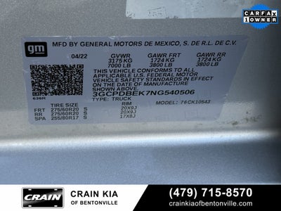 2022 Chevrolet Silverado 1500 Custom - 4WD / CLEAN CARFAX / ONE OWNER