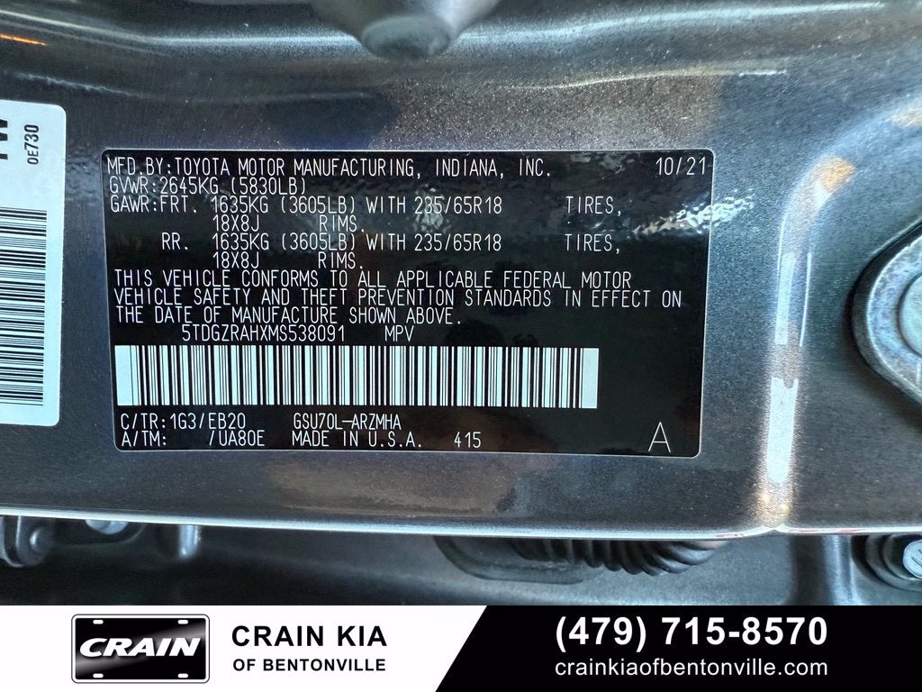 2021 Toyota Highlander XLE - SUNROOF