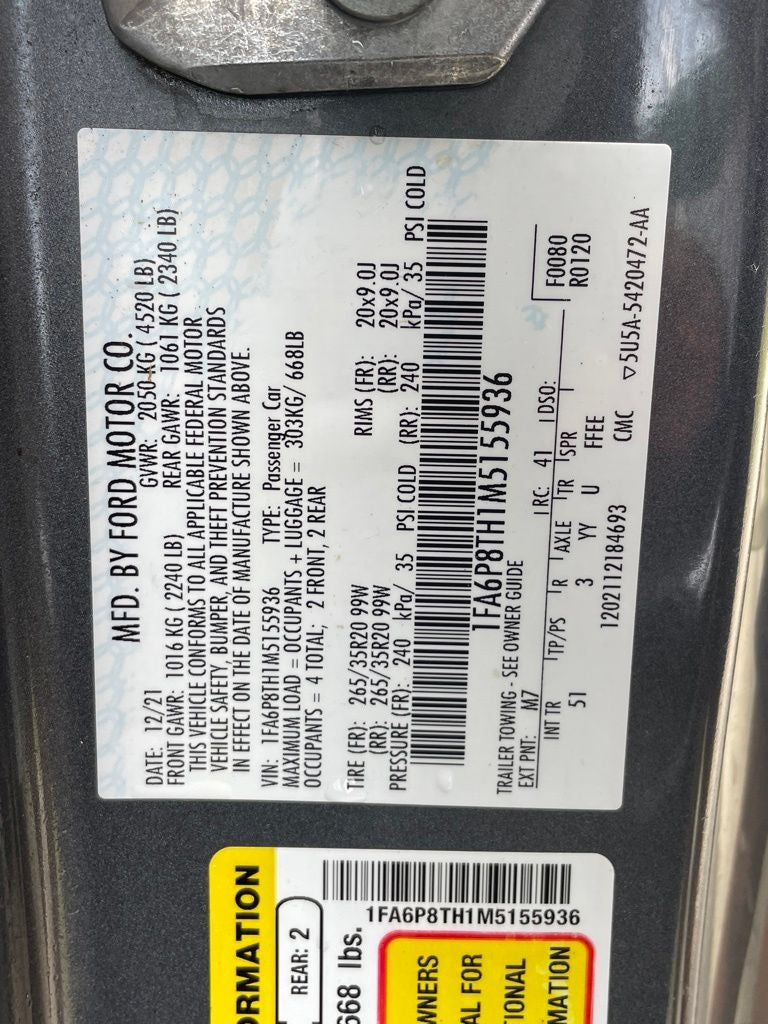 2021 Ford Mustang EcoBoost Premium CLEAN CARFAX / HEATED SEATS