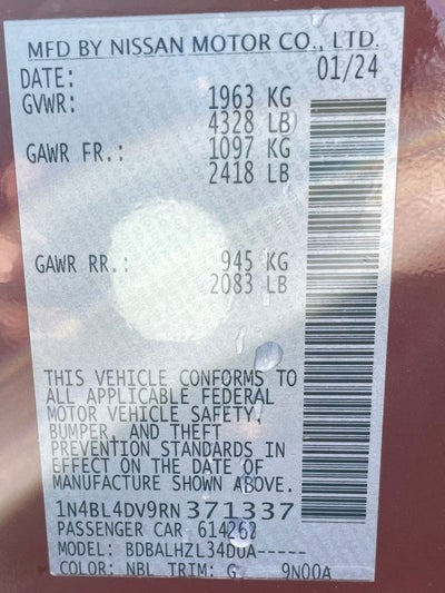 2024 Nissan Altima 2.5 SV ONE OWNER