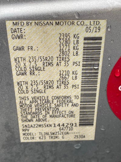 2019 Nissan Murano Platinum AWD / MOONROOF / HEATED SEATS