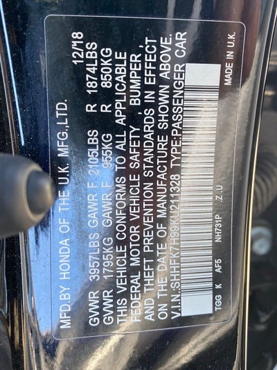 2019 Honda Civic Sport Touring MOONROOF / HEATED SEATS