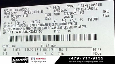 2022 Ford F-150 XLT BLACK WIDOW PACKAGE
