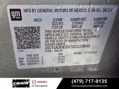 2025 GMC Sierra 1500 SLT Premium Plus Package / X31