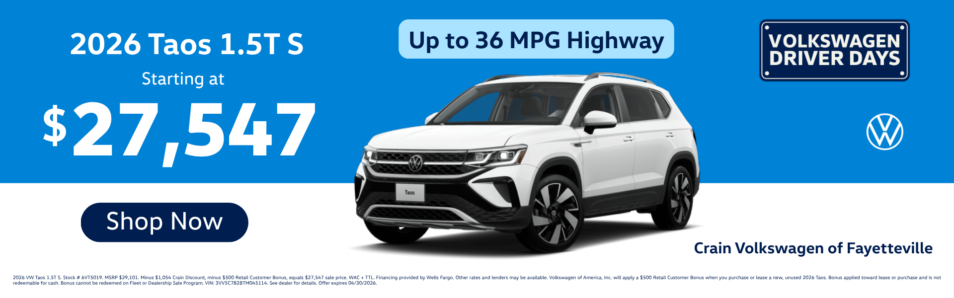 Browse Taos Inventory in Fayetteville, AR.