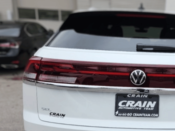 Behind the Atlas Cross Sport at Crain VW of Fayetteville